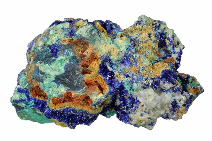 Sparkling Azurite Crystal Cluster with Malachite - Mexico #161295